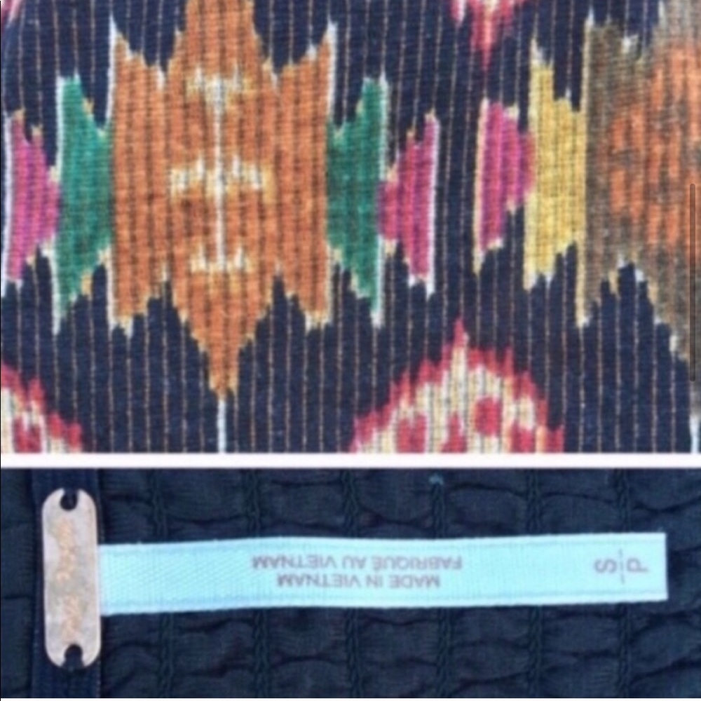 FREE PEOPLE DRESS tribal print midi faux wrap IKAT cottagecore all wrapped up - Picture 4 of 6